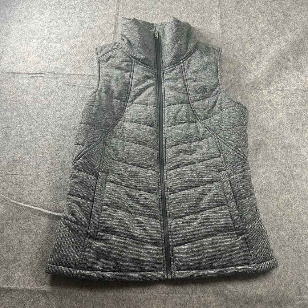 The North Face Vest Women's Large Gray Pseudio Full Zip Quilted Gilet Puffer